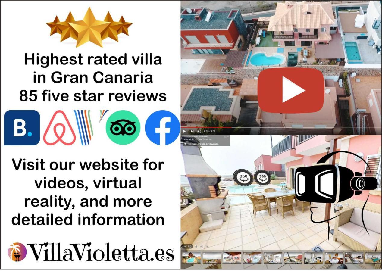 Luxury 5 Star Villa Violetta With Amazing Sea View, Jacuzzi And Heated Pool San Agustín Exteriér fotografie